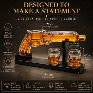 Whiskey Decanter Set 7 7 Oz With Two 1 6 Oz Shot Glasses Pistol Gun Unique Birthday Gift Ideas For S - Boutique Bella Bella