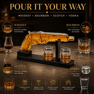 Whiskey Decanter Set 7 7 Oz With Two 1 6 Oz Shot Glasses Pistol Gun Unique Birthday Gift Ideas For S - Boutique Bella Bella