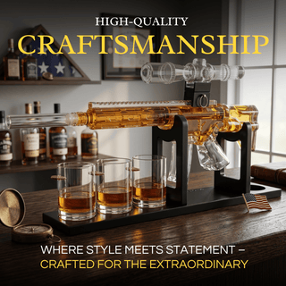 Whiskey Decanter Set Ar Limited Edition Wooden Silencer Stopper 800 Ml 4 12OZ Bullet Glasses Unique - Boutique Bella Bella