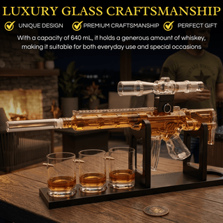 Whiskey Decanter Set Ar Limited Edition Wooden Silencer Stopper 800 Ml 4 12OZ Bullet Glasses Unique - Boutique Bella Bella