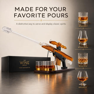 Whiskey Decanter Set Sniper Liquor Decanter Silencer Stopper Ml 2 12OZ Glasses Unique Gift Drinking - Boutique Bella Bella