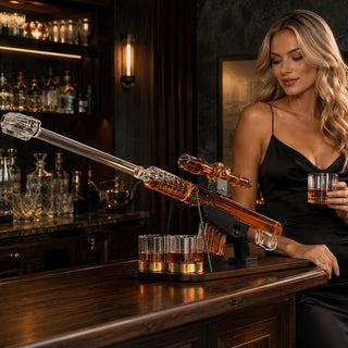 Whiskey Decanter Set Sniper Liquor Decanter Silencer Stopper Ml 2 12OZ Glasses Unique Gift Drinking - Boutique Bella Bella