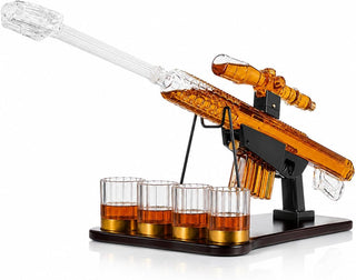 Whiskey Decanter Set Sniper Liquor Decanter Silencer Stopper Ml 2 12OZ Glasses Unique Gift Drinking - Boutique Bella Bella