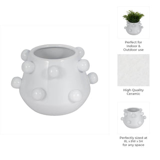 White Ceramic Tapered Bubble, 8 in. - Boutique Bella Bellaplanter