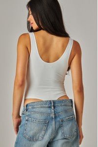 White Contour Double Layered Tank Bodysuit - Boutique Bella BellaBodysuit