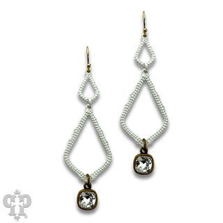 White double diamond teardrop, Austrian crystal earring, last call - Boutique Bella BellaEarrings