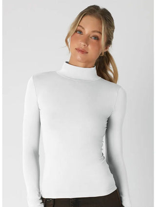 White Long Sleeve Mock Neck Top - Boutique Bella BellaLong Sleeve Top
