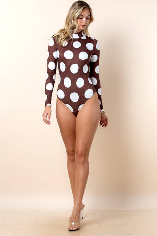 White Polka Dot Print Bodysuit - Boutique Bella Bellabodysuit