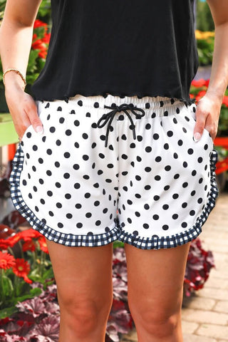 White Polka Dot Ruffle Shorts - Boutique Bella BellaShorts