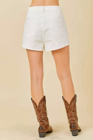 White Rhinestone Denim Shorts - Boutique Bella Bellashort