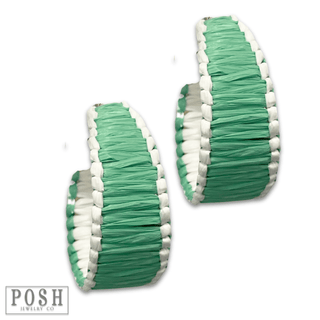 White rim raffia hoop earring, last call - Boutique Bella BellaEarrings