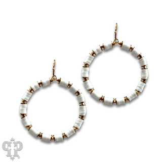 White rubber bead circle earring, last call - Boutique Bella BellaEarrings