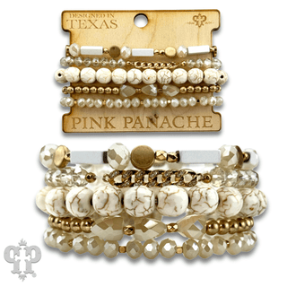 White stone, crystal and gold bead bracelet - LC - Boutique Bella BellaBracelets