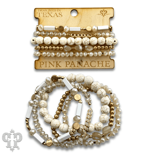 White stone, crystal and gold bead bracelet - LC - Boutique Bella BellaBracelets