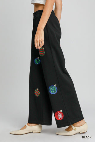 Wide Leg Christmas Ornament Pants - Boutique Bella Bellapants