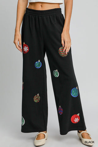 Wide Leg Christmas Ornament Pants - Boutique Bella Bellapants