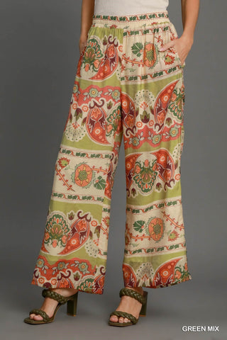 Wide Leg Paisley Print Pants - Boutique Bella BellaPants