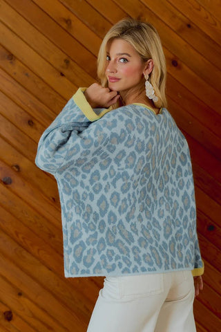 Wild Blue Yonder Leopard Sweater - Boutique Bella BellaSweater