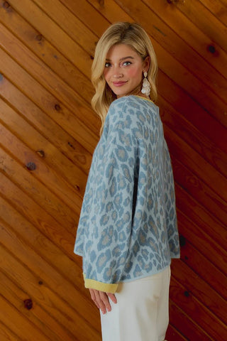 Wild Blue Yonder Leopard Sweater - Boutique Bella BellaSweater