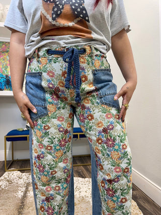 Wildflower Jacquard Barrel Denim - Boutique Bella BellaJeans