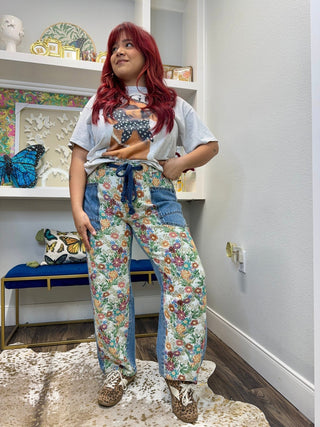 Wildflower Jacquard Barrel Denim - Boutique Bella BellaJeans