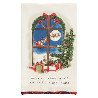 Window Scene Christmas Tartan Hem Towel - Boutique Bella BellaChristmas Kitchen Towel