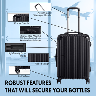 Wine Bottle Suitcase Holds 10 Standard 750 Ml Size Bottles Expandable Removable Travel Bags Universa