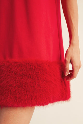 Winter Darling Puff Sleeve Dress - Red - Boutique Bella BellaDress