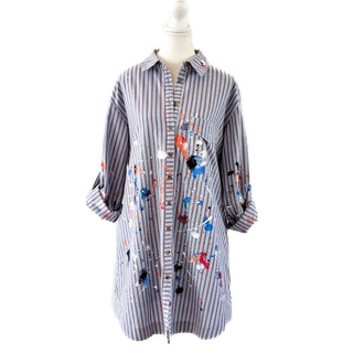 Winton & Waits Artist Shirt Dress- Blue - Boutique Bella BellaDress