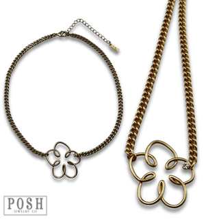 Wire flower necklace - Boutique Bella BellaNecklaces