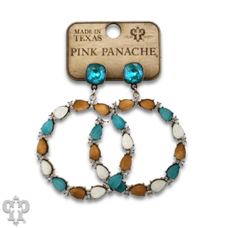 Wood bead and rhinestone circle earring with Austrian crystal - Boutique Bella BellaEarrings