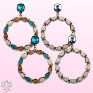 Wood bead and rhinestone circle earring with Austrian crystal - Boutique Bella BellaEarrings