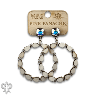 Wood bead and rhinestone circle earring with Austrian crystal - Boutique Bella BellaEarrings