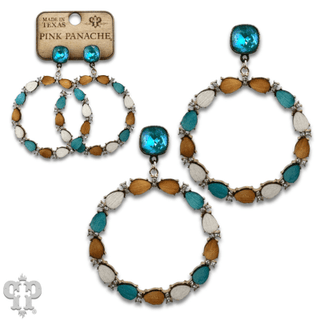 Wood bead and rhinestone circle earring with Austrian crystal - Boutique Bella BellaEarrings