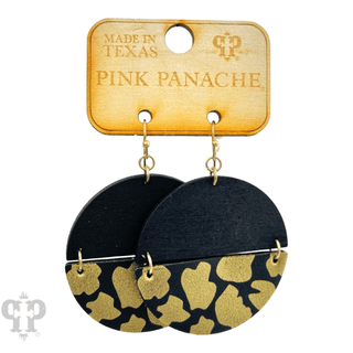 Wood circle, animal print earring, last call - Boutique Bella BellaEarrings