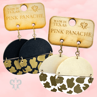 Wood circle, animal print earring, last call - Boutique Bella BellaEarrings