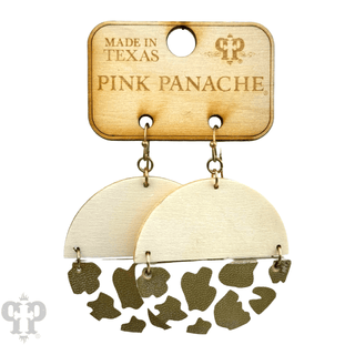 Wood circle, animal print earring, last call - Boutique Bella BellaEarrings