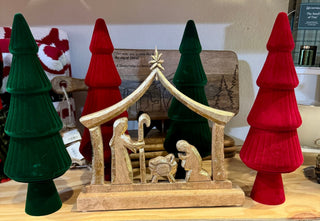 Wooden Manger Nativity Scene W/Gold Accent - Boutique Bella BellaNativity Manger