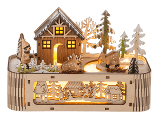 Woodland Cabin Christmas Tabletop Music Box - Boutique Bella BellaChristmas Decor