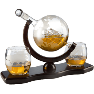 World Decanter With 2 Glasses Globe Premium Barware Gift Elegant Drinkware Collection - Boutique Bella BellaDecanter Sets