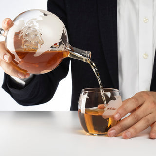 World Decanter With 4 Glasses Globe Premium Barware Gift Elegant Drinkware Collection - Boutique Bella BellaDecanter Sets