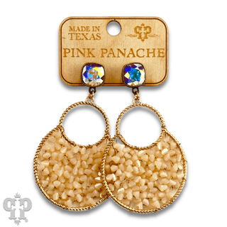 Woven bead double circle earring with Austrian crystal - Boutique Bella BellaEarrings