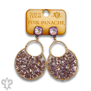 Woven bead double circle earring with Austrian crystal - Boutique Bella BellaEarrings