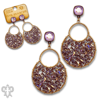 Woven bead double circle earring with Austrian crystal - Boutique Bella BellaEarrings