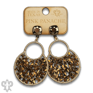 Woven bead double circle earring with Austrian crystal - Boutique Bella BellaEarrings