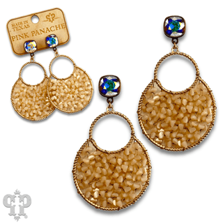 Woven bead double circle earring with Austrian crystal - Boutique Bella BellaEarrings