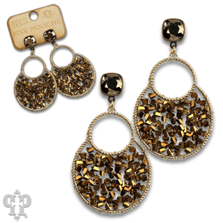 Woven bead double circle earring with Austrian crystal - Boutique Bella BellaEarrings