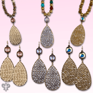 Woven bead pendant on stone bead necklace with Austrian crystal - Boutique Bella BellaNecklaces