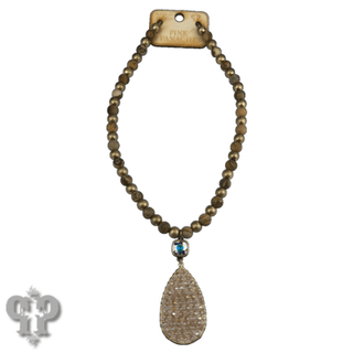 Woven bead pendant on stone bead necklace with Austrian crystal - Boutique Bella BellaNecklaces