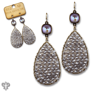 Woven bead teardrop earring with Austrian crystal - Boutique Bella BellaEarrings